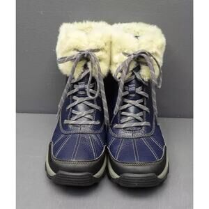 Clarks Women’s Shoes Navy Blue Mazlyn Arctic Fur Cuffed Hiking Boots 6.5